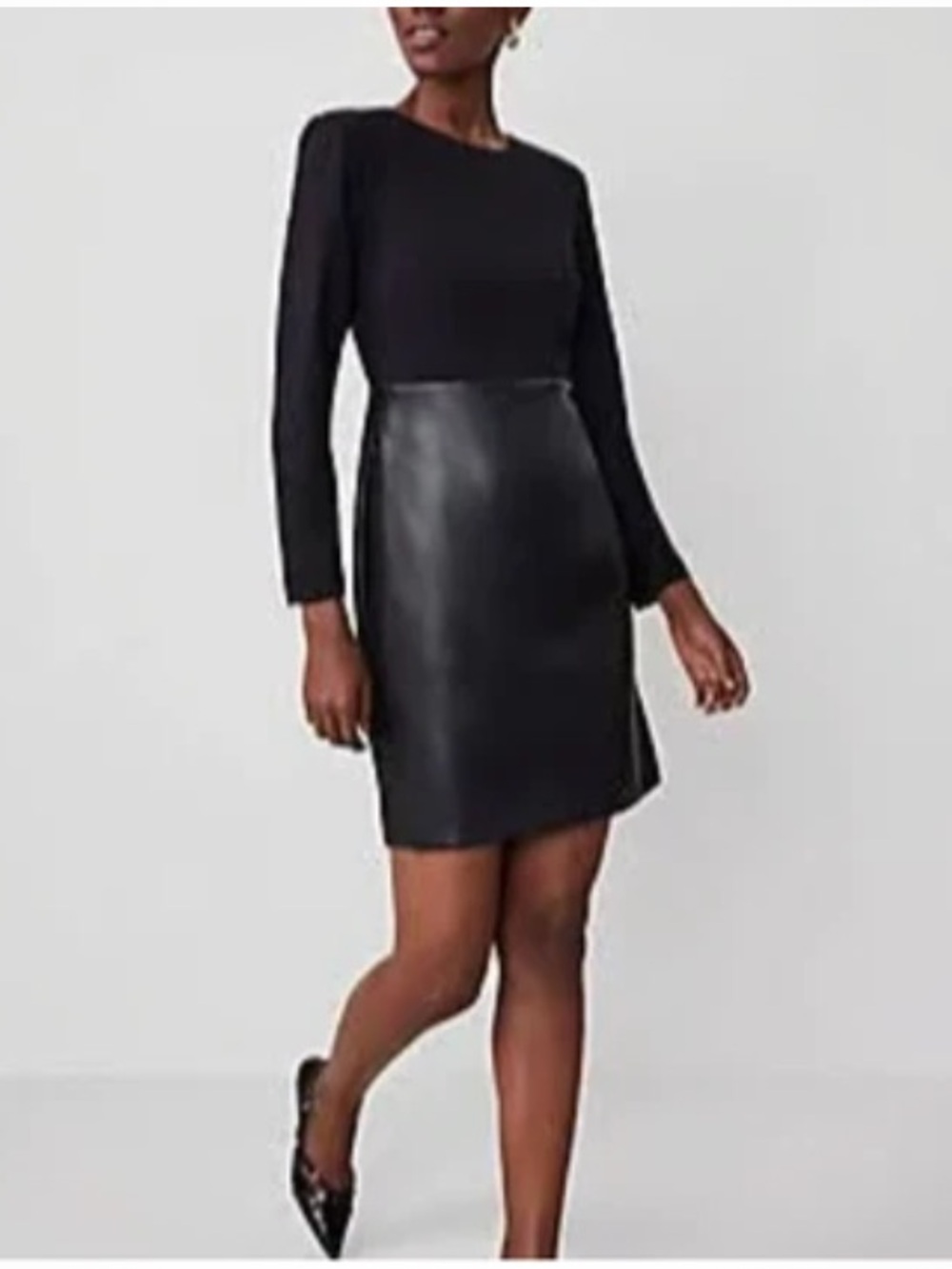 Ann Taylor NWT Faux Leather Mixed Media Mini Dress